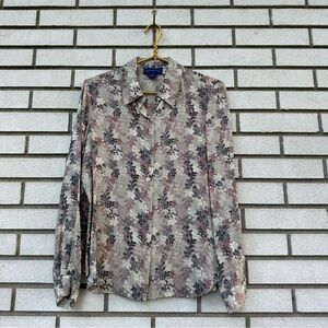 Vintage Charter Club 100% Silk Floral Button Down Shirt Blouse Size 8